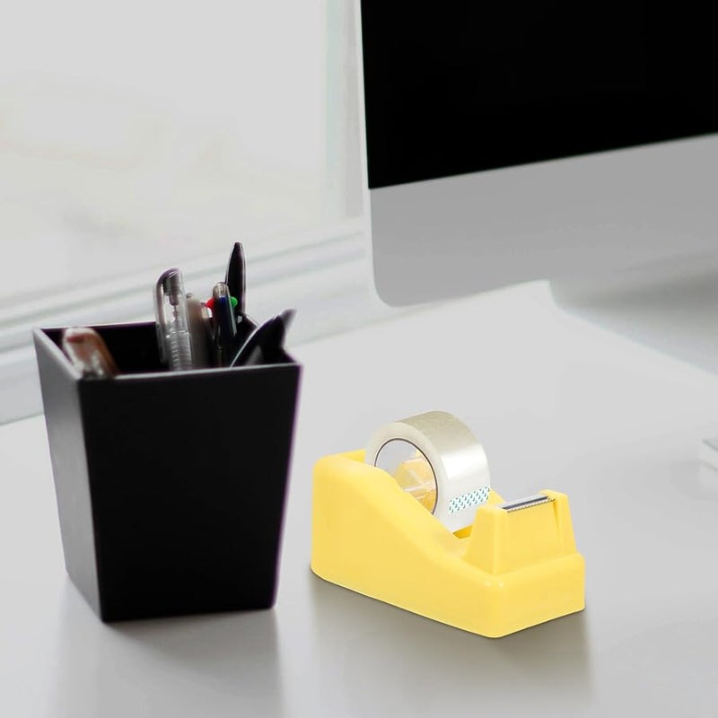 Black Small Tape Dispenser for Desk Lightweight Plastic Packaging Tape Holder with Cutter - Image 4